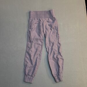 VTG Stile Benetton Womens Linen Smocked Waist Jogger Pants Gray / Purple Size 38